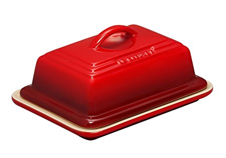 Le Creuset of America Heritage Stoneware Butter Dish, Cerise (Cherry Red)