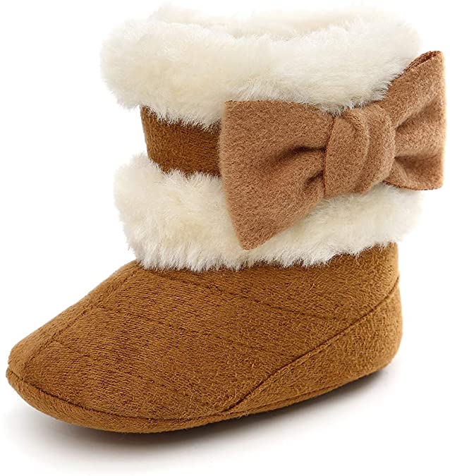 ESTAMICO Baby Girl Plush Winter Snow Bowknot Boots