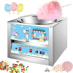 ExGizmo Commercial Cotton Candy Machine,1200W Electric Cotton Candy Machine,Stainless Steel Sweet Sugar Candy Floss Maker for Cotton Candy Seller or Carnivals Festivals