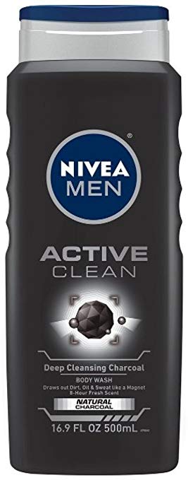 NIVEA FOR MEN Body Wash Active Clean 16.9 oz (Pack of 4)