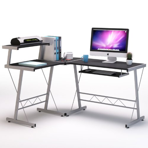 Modern Durable L Shape Computer Desk Workstation Great for Office  Home Office  Dorm Room  Black