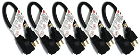 1ft (0.3M) 18AWG (Power Extension Cord) Power Extension Cable 1 Feet (0.3 Meters) 3 Conductor (NEMA 5-15P to NEMA 5-15R) 10 Amp Power Cable CNE01914 (5 Pack)