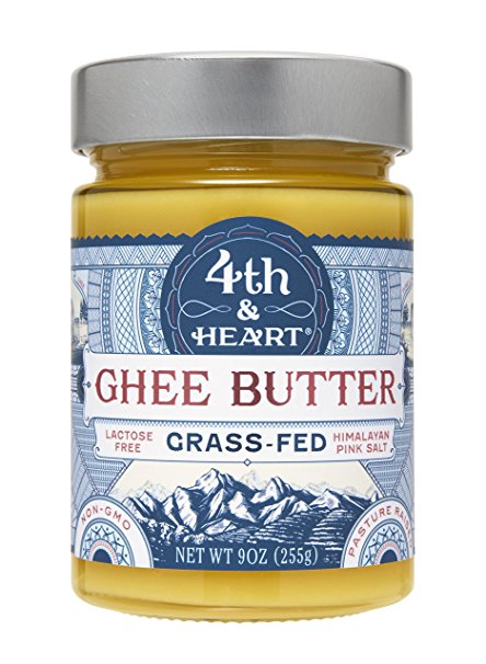 Himalayan Pink Salt Grass-Fed Ghee Butter by 4th & Heart, 9 Ounce, Pasture Raised, Non-GMO, Lactose Free, Certified Paleo