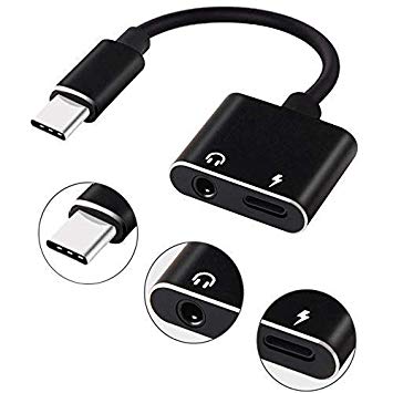 Tolv USB C Audio and Charging Jack 2 in 1 Type-C 3.5 mm & Type- C Female Jack Earphone and Charging Adapter for One Plus 7 Pro / 7 / 6t