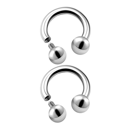 2PCS Surgical Steel Internally Threaded Horseshoe Earrings 16g 3mm Ball Septum Earrings Tragus Piercing Jewelry Choose Sizes