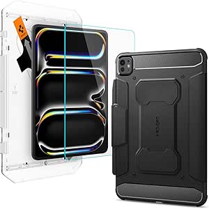 Spigen iPad Pro 11" Rugged Armor Pro Black & Spigen iPad Pro 11" Glas.tR EZ Fit