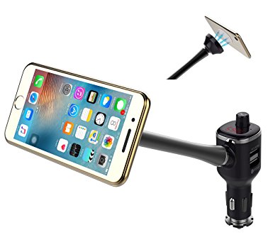 Acekool Bluetooth FM Transmitter Car Kit Cellphone Holder,with MP3 Music Player USB Charger for iPhone7,6S,6S Plus,6,5S,4S and Android Smart Phones above Version 2.3