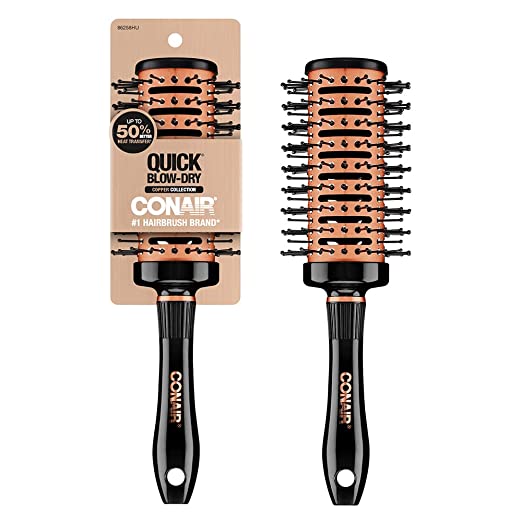 Conair Quick Blow-Dry Vented Hair Brush, Round Brush, Copper Collection, 1 Pack