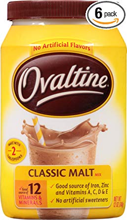Nestle Ovaltine Classic Malt Beverage, 12-Ounce Canisters (Pack of 6)