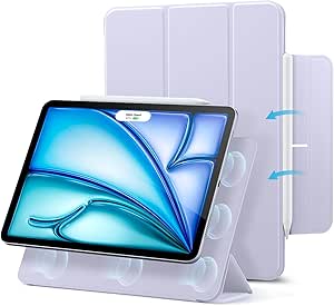 ESR for iPad Air 11 Inch Case M2(2024), iPad Air 6th/5th/4th Gen (2022/2020), Powerful Magnetic Attachment, Slim Trifold Stand Case, Supports Pencil Pro&Pencil(USB-C), Durable Protection, Light Purple