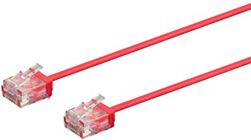 Monoprice 139084 Micro Slimrun Cat6 Ethernet Patch Cable - 50 Feet - Red, Stranded, 550MHz, Utp, Pure Bare Copper Wire, 32AWG