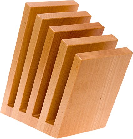 5 Panel Magnetic Knife Block - Beech Wood Universal Knife Holder by Mindful Design