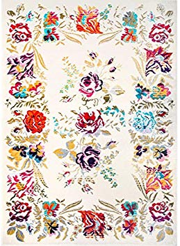 Clearance Home Dynamix Melody Devonia Modern Area Rug, Floral Ivory/Blue/Pink 7'10"x10'2"