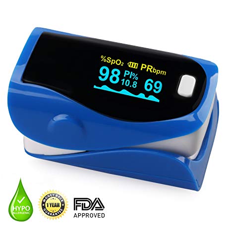 URBEST Finger Pulse Oximeter, Portable Pulse Oximeter Instant Read Digital Display Fingertip Oxygen and Pulse Sensor with Alarm SPO2 for Home, Hospital