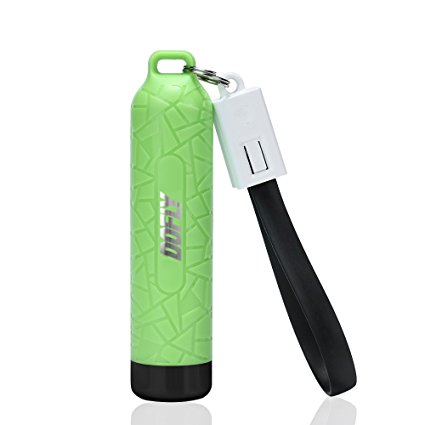 Compact Portable Phone Charger DOFLY 3400mAh External Battery with Keychain Cable for All Mobile Phones, MP3 Players, Tablets and Other USB Mobile Digital Devices(Green)