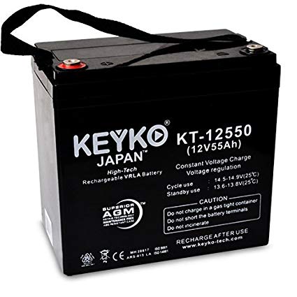 Quickie G424 22NF Battery 12V 55Ah Fresh & Real 55.0 Amp AGM/SLA Rechargeable Replacement Designed for Wheelchair - Genuine KEYKO - IT Threaded T1 Terminal