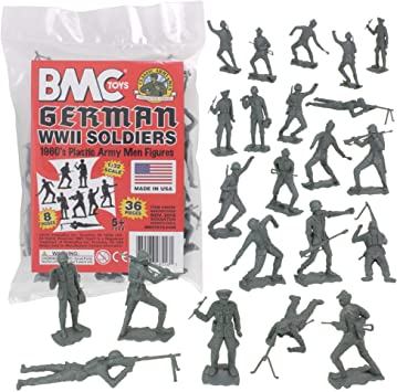 BMC Classic MPC German Plastic Army Men - 36pc WW2 Soldier Figures - Made in USA