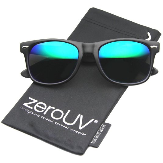 zeroUV - Flat Matte Reflective Revo Color Lens Large Horn Rimmed Style Sunglasses - UV400