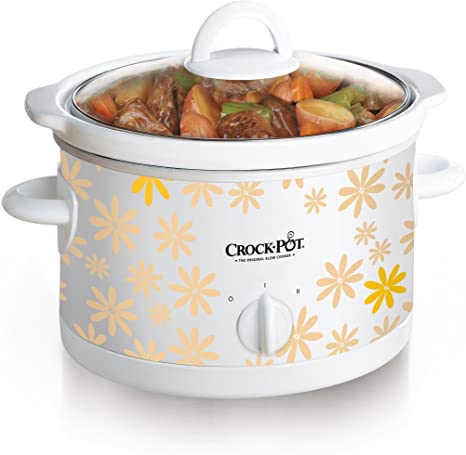 2.5 Quart Round White/Yellow Daisy Slow Cooker