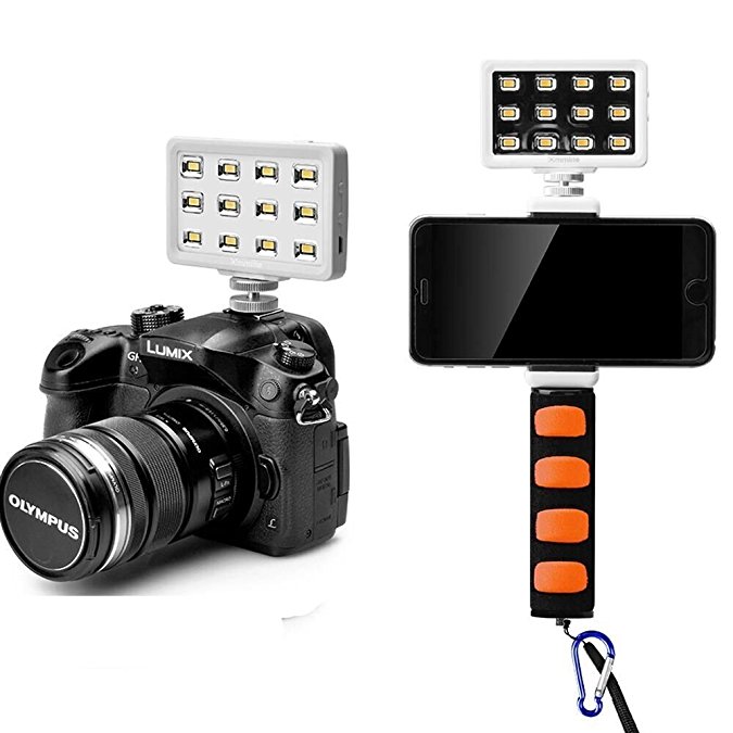 LED Video Light Commlite CM-PL12W II High CRI&gt;95 Super bright Portable Multi-functional Mini Video Light for Smartphone Iphone 6,6S,7,7 Plus,Samsung and Canon Camera(White)(Without Handle Grip)