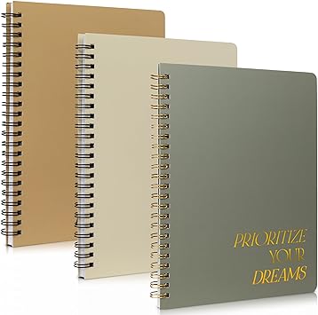ZICOTO Aesthetic Spiral Notebook Set of 3 for Women - Cute College Ruled 8x6 Journal/Notebook with Large Pockets And Lined Pages - Perfect Supplies to Stay Organized at Work or School