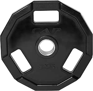 CAP Barbell 12-Sided Rubber Olympic Grip Weight Plates, Black | Multiple Sizes