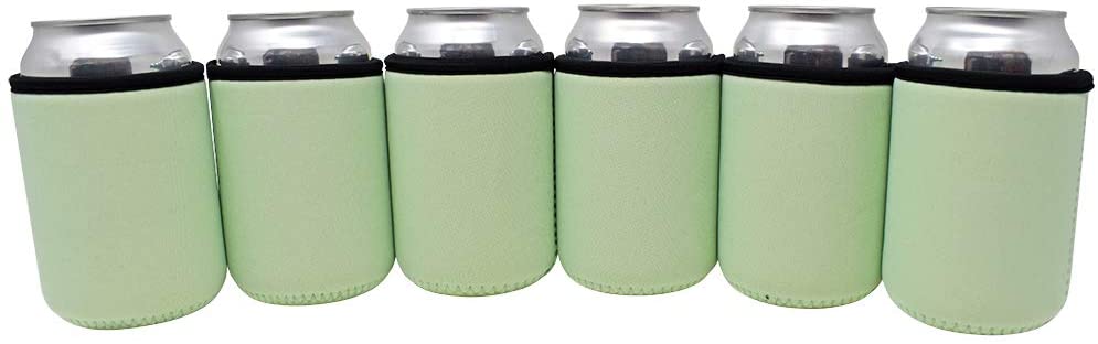 TahoeBay Premium Can Sleeves - 5mm Thick Neoprene Beer Coolies for Cans - Blank Drink Coolers (Mint, 6)