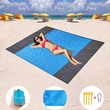 Mumu Sugar Sand Free Beach Blanket Extra Large Size 82" X79" Sand Proof Beach Blanket Outdoor Picnic Mat for Travel, Camping, Hiking and Music Festivals-Lightweight Quick Drying Heat Resistant