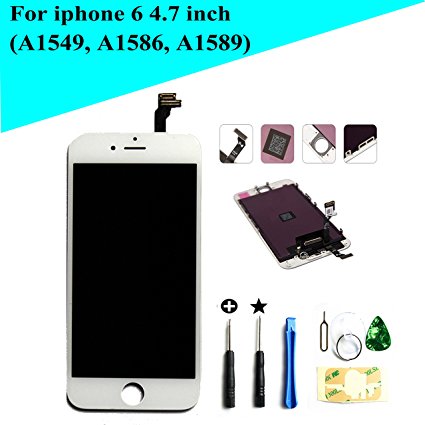 Global Repair iphone 6 4.7" (A1549, A1586, A1589 ) LCD screen replacement Digitizer Frame Assembly in white