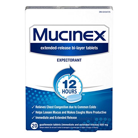 Mucinex, Chest Congestion, 12 Hour Extended-Release Bi-Layer Tablets, Expectorant, 600 mg, 20 Count