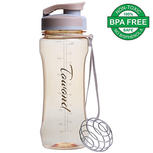 20 Ounce BPA Free Shaker Water Bottle w/Filter, Leak Proof Flip Top