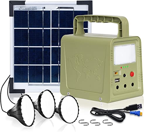 ECO-WORTHY Portable Power Station, Solar generator with Solar Panel, Flashlights, Camp Lamps with Battery 42 Wh, USB DC Outlet, Rechargeable for Outdoor Camping, Home Emergency Power Supply, Hurricane