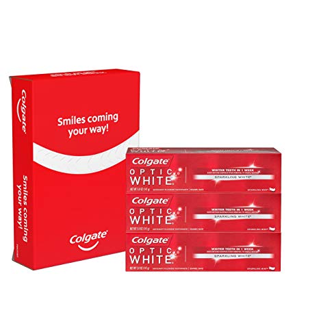 Colgate Optic White Whitening Sparkling Mint Toothpaste, 5 Ounce, 3 Count