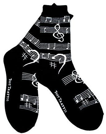 Soft and Comfortable Music Notes Trouser Socks in Black By Foot Traffic - One Size
