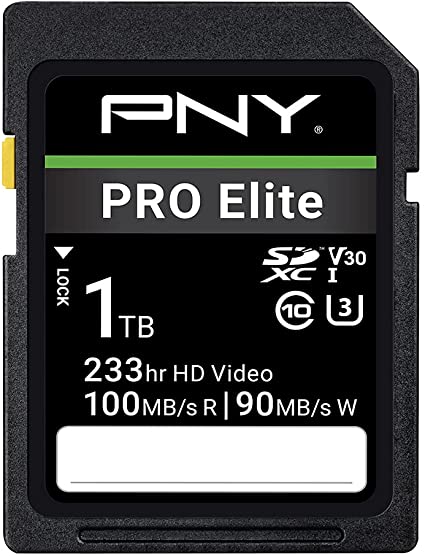 PNY 1TB PRO Elite Class 10 U3 V30 SDXC Flash Memory Card​