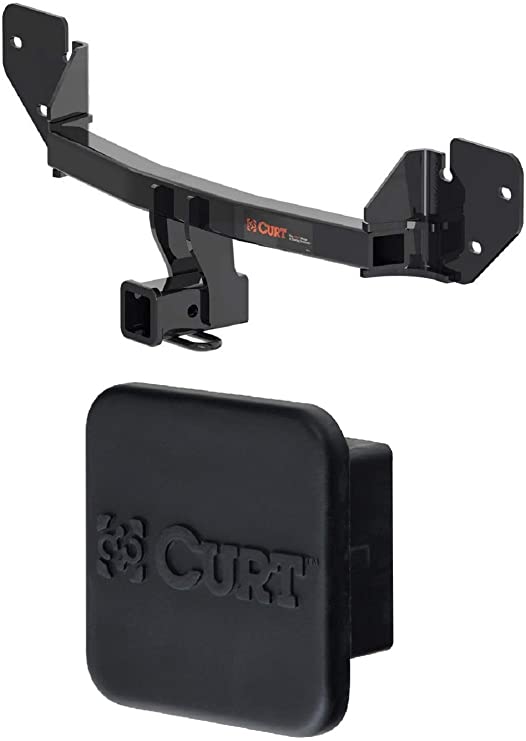 Curt 13437 22272 Class 3 Trailer Hitch with 2 Inch Receiver and 2 Inch Rubber Hitch Tube Cover Bundle for 2020 Subaru Outback and Legacy