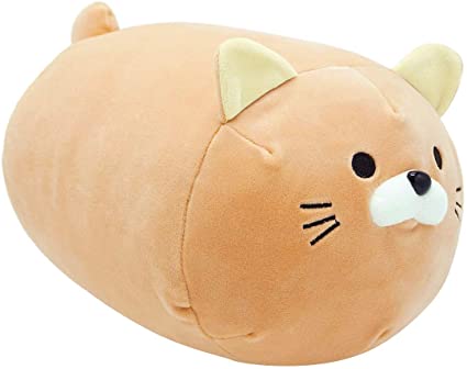 Onsoyours Plush Cat Pillow Toy Chubby Cute Kitten Kitty Stuffed Fluffy Soft Plush Animal Cushion Hugging Snuggle Cuddle Pillow for Kids (Brown, 15.7" inch)