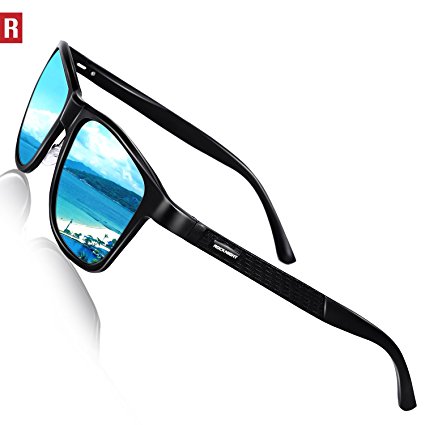 ROCK ROCKNIGHT Driving Polarized Wayfarer Sunglasses for Men Women Metal Frame Sunglasses Al-Mg Lightweight UV Protection Outdoor Sunglasses