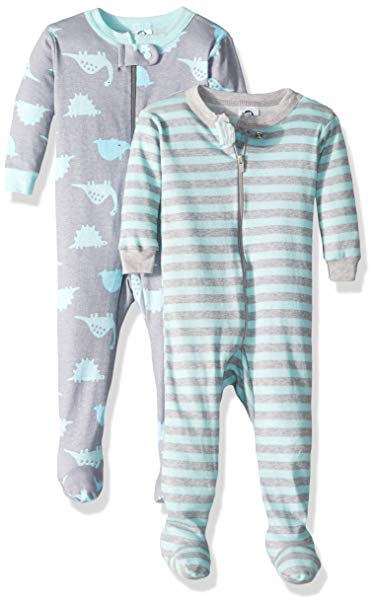 Gerber Baby Boys' Organic 2 Pack Cotton Footed Unionsuit