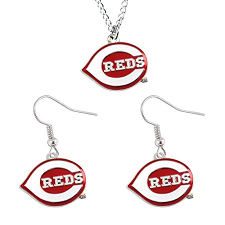 Aminco International Cincinnati Reds Necklace and Dangle Earring Set MLB Charm Gift