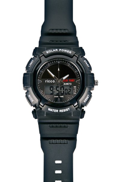 Men's Solar Sport Watch LED/ Quartz Combo Shock and Water Resistant SSW3 by ricco power