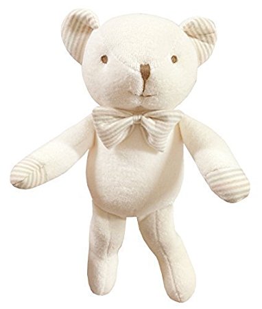 (Lovely Bear)100% Certified Organic Cotton Baby First Doll 11 inches (No Dyeing Natural Organic Cotton)