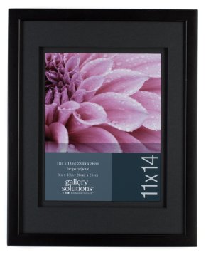 Gallery Solutions Wall Frame with Airfloat Mat, 11 by 14-Inch Matted Opening to Display 8 by 10-Inch Photo, Black