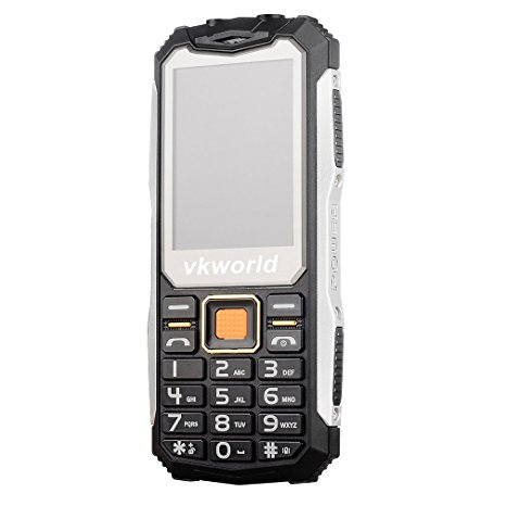 Mobile Phone 2.4 Inch Dual Card Dual Standby 0.3MP Camera Daily Dust-proof Water-proof Shatter-proof Anti-Low Temperature Sim Free Cellphone with Big Button,VKworld Stone V3S 2200mAh 30M 30M FM Telephone