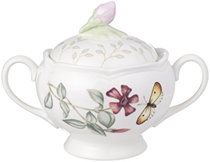 Lenox Butterfly Meadow Double Handled Sugar Bowl with Lid