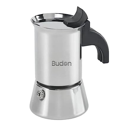 Budan Induction Moka Pot 2 Cup Stainless Steel Espresso Maker, stovetop coffee maker