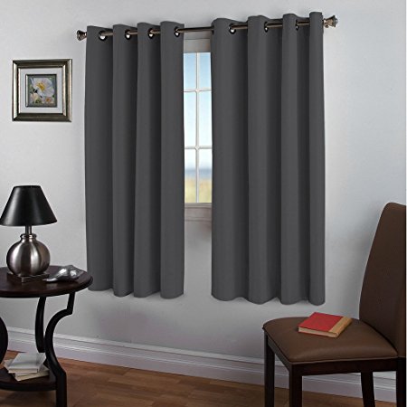 Blackout Curtain Panels - Window Treatment Thermal Insulated Solid Grey Curtains Grommet Drapes for Bedroom / Living Room (2 Panels, 52 by 63 Inch, Charcoal Gray)