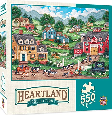 MasterPieces Heartland Collection Jigsaw Puzzle, The Curious Calf, Featuring Art by Bonnie White, 550 Pieces