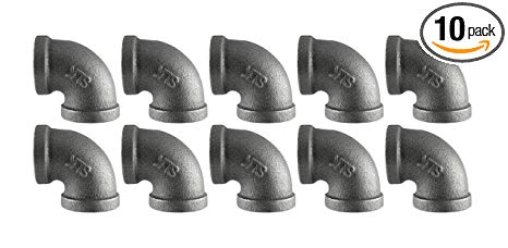 Black Cast Pipe Fitting, Elbow 90, 1/2", 10-Pack