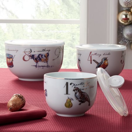 Better Homes & Gardens 3-Piece 12 Days of Christmas Nested Bowl Set with Lids